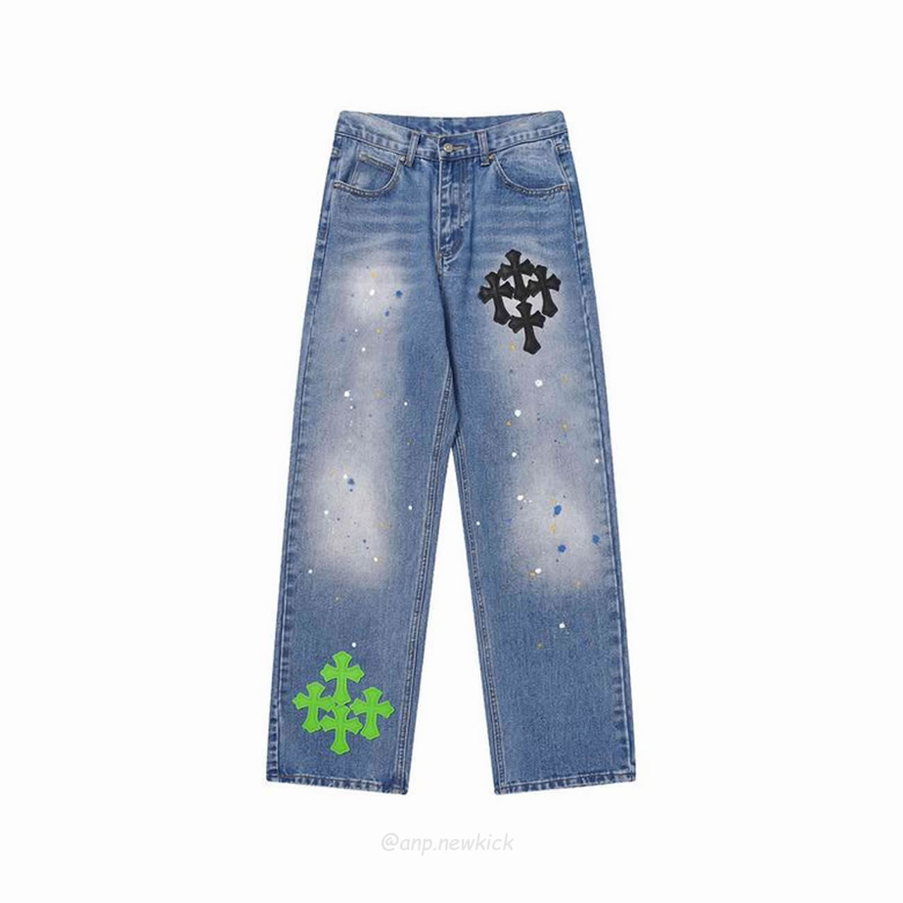 Chrome Hearts Blue Speckle Jeans Cross (2) - www.newkick.vip